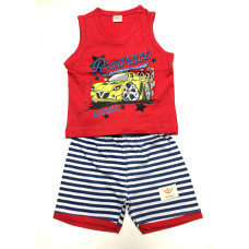 Fagottino Boys Sleeveless T-Shirt Set Road Race Red